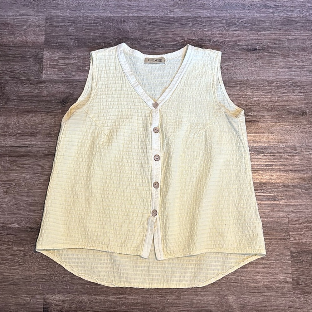 EzzE Wear Yellow Button Down Tank Top Vintage Medium